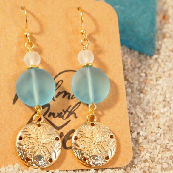 Gold Starfish Earrings Nautical Earrings Dangle Pierced or Clip-on earrings - Picture 7 of 8